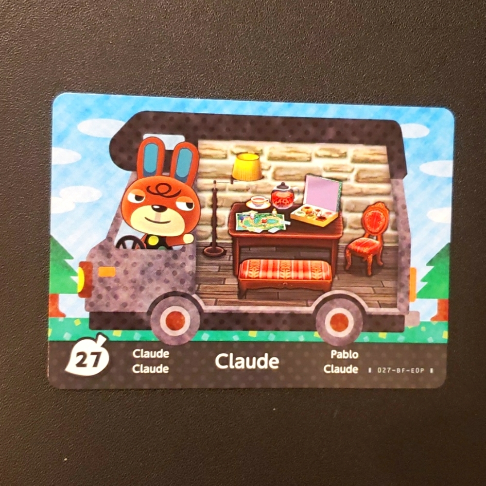 Claude 27 animal crossing welcome amiibo RV card Nintendo switch